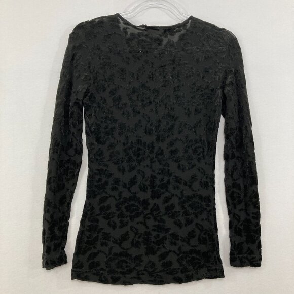 Vintage Express Tricot Medium Black Velvet Dark Romantic Y2K Top Whimsigoth - Picture 7 of 8